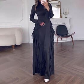 Damen Langes Kleid Maxikleid Abschlussballkleid Partykleid Cocktailkleid Elegant Modern Trompetenärmel Abendgesellschaft Party Normale Passform Einfach Langarm