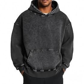 SoftFade™ Herre Pullover Hoodie Sweater Fleece Fôret Hoodie Svart Hette Ensfarget Lomme Overdimensjonert Uformell Daglig Gå ut Polyester Vintage Retro Uformell