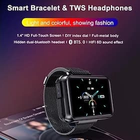 T91 Smartwatch 1.4 Zoll Smartwatch Fitnessuhr Bluetooth Schrittzähler Anruferinnerung Aktivitäts-Tracker Kompatibel mit Android iOS Unisex Langer Standby Wasse