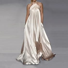 Women's Long Dress Maxi Dress Satin Dress Party Dress Slip Dress Halter Neck Dress Elegant Modern Evening Party Party Special Occasion Regular Fit Plain Sleeve