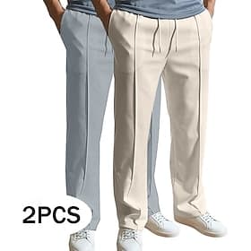 Voor heren Joggingbroeken Jogger Broek Wijde broek Joggingbroek met rechte pijpen Trekkoord Elastische taille Multipack Effen Comfort Ademend Volledige lengte