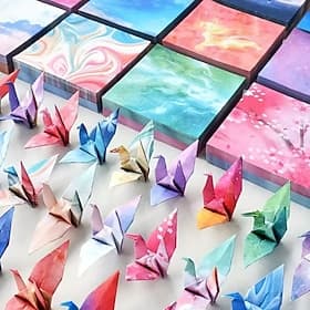400 Stück Origami-Papier mit Sternzeichen, quadratisches buntes Papier für Papierkraniche, Sterne und Herzen, Bastelbedarf für Kinder und Kindergarten