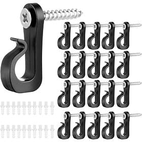 20pcs Plastic Light Safety Hook Set - Versatile Hanging Solution for Indoor and Outdoor Use, Includes 20 Hooks, 20 Screws, 20 Tubes, Outdoor Wall Hooks for Hal