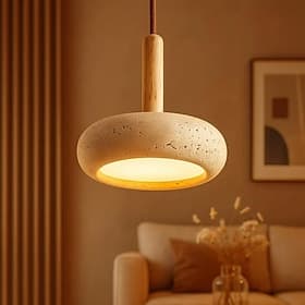 Lámpara colgante LED 15 cm 1 luz 3 luces 3 colores de luz colgante diseño de linterna lámpara colgante madera geométrica vintage sala de estar dormitorio comed