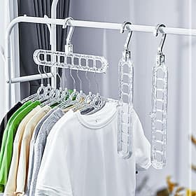 3pcs Space Saving Clothes Hangers 9 Slots Wardrobe Clothing Cascading Hanger Closet Storage Hanger Folding Wardrobe Clothes Hanger Organizer Multifunctional Cl