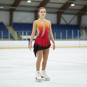 Figure Skating Dress Women's Girls' Ice Skating Dress Outfits Violet Yellow Dusty Rose Asymmetric Hem Mesh Spandex Competition Skating Wear Fashion Long Sleeve