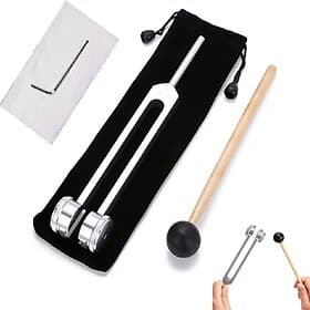 128 Hz The Healing Instrument, Aluminum Alloy Sensory Tuning Fork Set with Silicone Hammer, Cleaning Cloth Storage Bag, Sound Therapy Yoga and Meditation Acce