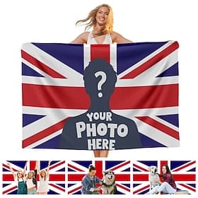 Personalized Customized Union Jack UK Flag Photo Tapestry Poster Design Your Own Image For Home Decor Clubs Concerts Bars Dorms Living Rooms Bedrooms Wall Hang