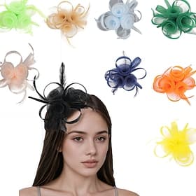 Fascinators Tissu Chapeau Fedora Mariage Fête du thé Course de Chevaux Cocktail Élégant ancien Avec Plume Casque Couvre-chef