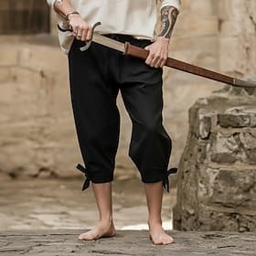 Vintage Mittelalterlich Renaissance Hose Shorts Piratenhose Pirat Wikinger Kreuzritter Ranger Kostüm Herren Seeräuber Fantasie Hose Sommer