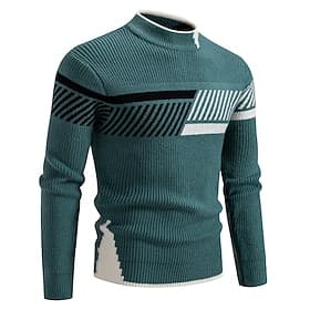 Homme Pull Pull Tricoté Côtelé Tricoter Hauts Réguliers Tricoté Rayure Col ras du cou Mode Basique Vacances Tenue quotidienne Vêtement Tenue Automne Hiver Noir