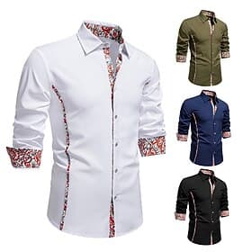 Homme Chemise Chemise Décontractée Chemise Boutonnée Noir Blanche Bleu Vert manche longue Paisley Uni Revers Vacances Occasionnel Bloc de Couleur Vêtement Tenu