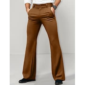 Men's Dress Pants Flared Pants Bell Bottom Trousers Suit Pants Pocket Plain Comfort Breathable Full Length Outdoor Daily Going out Fashion Casual Black White M