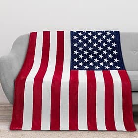 Independence Day Fleece Throw Blanket for Couch Gift US America Flag Classic 3D Sofa Bed Decorative Warm Blanket Home Decor
