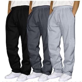 3 stuks heren joggingbroeken wijde pijpen joggingbroeken open onderkant joggingbroek trekkoord elastische taille multi-pack effen ademend volledige lengte spor