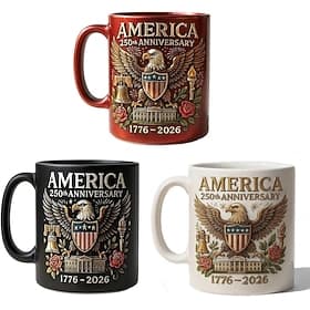 USA 250th Anniversary Mug, 11oz Ceramic Coffee Mug Celebrates United States 250th, The eagle and the flag symbolize Patriotic Decorator, Printed Ceramic Cups f