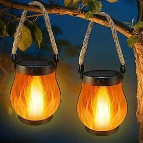 Luz de Llama Solar LED Linterna Colgante Impermeable para Jardín Exterior Luz de Paisaje para Decoración de Patio de Hogar