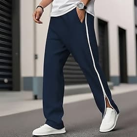 Herren Jogginghose Abreißhosen Trainingshose Gerade geschnittene Sweatpants Reißverschluss Elastischer Bund Einfarbig Komfort Atmungsaktiv Volle Länge Lässig T