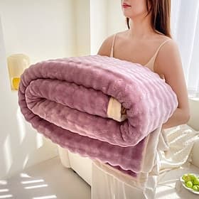 Fluffy Rabbit Fleece Blanket, All-Season Throw Blanket, Thickened Plush Milk Velvet Blanket, Soft Warm Office Nap Shawl, Cozy Sofa Blanket