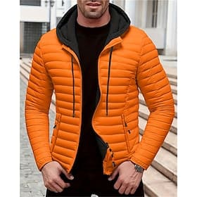 Herren Wintermantel Daunenjacke Gefütterte Jacke Tasche Polyester Urlaub Alltagskleidung Date Regulär Mode Lässig Bequem Thermowarm Herbst Winter Einfarbig Sch