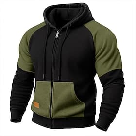 Men's Hoodie Full Zip Hoodie Fleece Hoodie Tactical Hoodie Blue Khaki Red Brown Green Hooded Plain Zipper Casual Daily Sports Outdoor Cotton Polyester Streetw