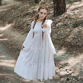 Rétro Vintage Médiéval Renaissance Robe Viking Elfe Couleur Unie Déguisement Femmes Celtique Fantaisie Royal Halloween Carnaval Mascarade LARP Adulte Robe