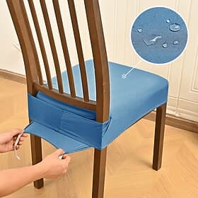 Seat Covers For Dining Room Stretch Waterproof Milk Silk Double Elastic Stool Slipcover With Buckle And Tongue Non Slip Chair Cushion Cover For Home Hotel Rest