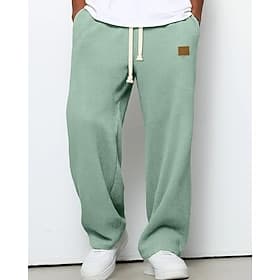 Men's Sweatpants Trousers Straight Leg Sweatpants Waffle Pants Drawstring Pocket Elastic Waist Plain Comfort Daily Sports Outdoor Fashion Casual Blue Dark Brow
