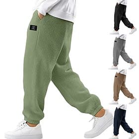 Men's Waffle Sweatpants Joggers Trousers Casual Pants Drawstring Elastic Cuff Solid Color Comfort Full Length Outdoor Daily Streetwear Fashion Chic Modern Bla