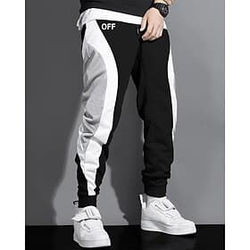 Men's Sweatpants Joggers Trousers Drawstring Pocket Elastic Waist Color Block Letter Comfort Sports Outdoor Daily Fashion Casual Black Gray Micro-elastic
