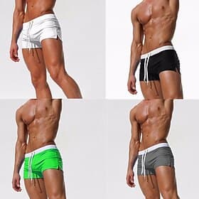 Homme string de bain Sous-Vêtements Slips de natation Couleur Unie Cordon de serrage Élastique Respirant Bas Surf Bikini Plongée Été
