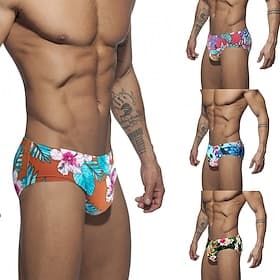 Homme string de bain Sous-Vêtements Slips de natation Floral Élastique Respirant Bas Surf Bikini Plongée Été