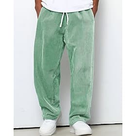 Herren Jogginghose Hose Cordhose Kordelzug Tasche Elastischer Bund Einfach Komfort Täglich Sport im Freien Mode Lässig Dunkelbraun Khaki Mikroelastisch