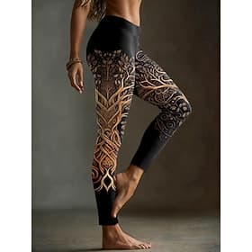 Damen Leggings Vintage Ethno-Stil Lässig Volle Länge Hohe Taille Grafik Abstrakt 3D-Druck Schnelltrocknend Atmungsaktivität Weich Hohe Elastizität Täglich Stra