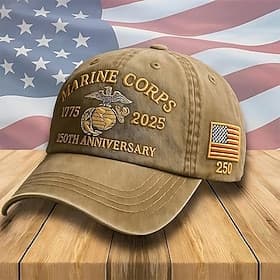 Honoring 250th USMC Retro Washed Cap Vintage Embroidered Hat United States 250th Anniversary Hat Marines Corps Baseball Cap Patriotic Gift for Men Semiquincent