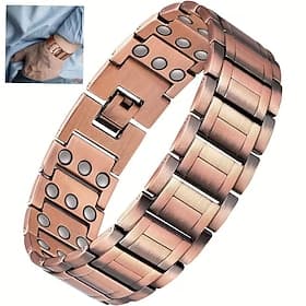 Men's Magnetic Bracelet - Triple Row Strong Magnet - Adjustable Magnetic Bead Cuff Bracelet, Elegant Alloy Jewelry Gift for Dad, Mom, Christmas, Birthday, Mult