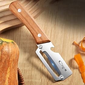 Stainless Steel Peeler with Wooden Handle, Durable Fruit and Vegetable Peeler for Smooth Peeling and Slicing, Kitchen Gadget for Easy Food Prep