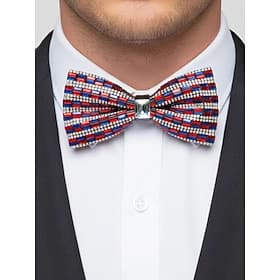 Men's Crystal Bow Tie for Christmas, Multi-Color, Festive Style with Rhinestone and Beaded Design, Perfect for Holiday Parties and Formal Occasions