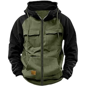 Homme Sweat à capuche Sweat à capuche zippé intégral Sweat à capuche tactique Bleu Rouge vin Noir Vert Véronèse Kaki À capuche Uni Quotidien Tactique Sport Lo