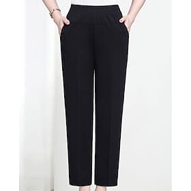 Per donna Chinos Dritto Casual Lunghezza alla caviglia Vita media Semplice Tasca Confortevole Elasticizzato Quotidiano All'aperto Vacanza Rosso violaceo Aalbic