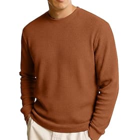 Men's Waffle Shirt T Shirt Tee Top Long Sleeve Shirt Long Sleeve Crew Neck Fall Winter Fall Spring Fall Plain Textured Fashion Designer Basic Knitted Casual