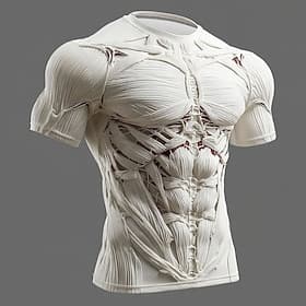 Homme Muscle Illusion d'optique 3D Simulation T-shirt Manche Courte T-shirt Impression 3D Col ras du cou Chemise Exagéré Designer Quotidien Club Soirée Blanche