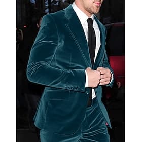 Pour des hommes Smoking Costumes Soirée Bleu vert Noir Printemps, Automne, Hiver, Été Costume / Tailleur Cranté Revers Cranté Mode Occasionnel Couleur Unie Cou