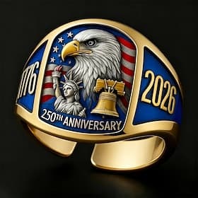 250. Jubiläums-Adlerring patriotisches Geschenk Vintage Offener Adler Ring elektroplattierter Kupfer Sterlingsilber verstellbarer Statementring für Paare Retr