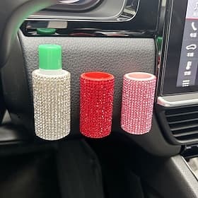 Women's car accessory, car lip balm holder, easy to install, exterior made of Czech rhinestones, very sparkly