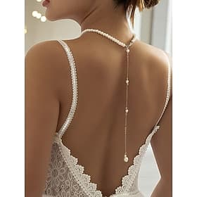 collana con perle da donna - elegante gioiello da sposa con delicata catena perle pendenti, perfette per abiti da sposa e abiti da sposa con scollatura profond