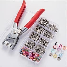 100 Sets Metal Snaps Buttons with Fastener Pliers Press Tool Kit Perfect for DIY Crafts Clothes Hats and Sewing, Snap Button Fasteners Kit for Clothing Sewing