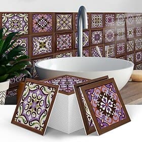 12pcs 3D Wall Tile Stickers Peel Stick 6x6 in, Thick PE Foam Crystal Mosaic, Waterproof Backsplash for Kitchen, Bathroom Home Decor, Metallic Wall Panels Gift