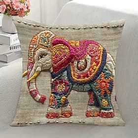 Bunter Elefanten-Kissenbezug mit 2D-Flachdruck, 45 x 45 cm, dekorativer Kissenbezug für Sofa, Wohnzimmer, Wohnaccessoire, großer Dekokissenbezug