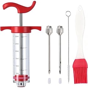 Seringue injecteur de viande en plastique, kit d'injection pour dinde avec 2 aiguilles en acier inoxydable pour injecter de la marinade dans la dinde, le poule